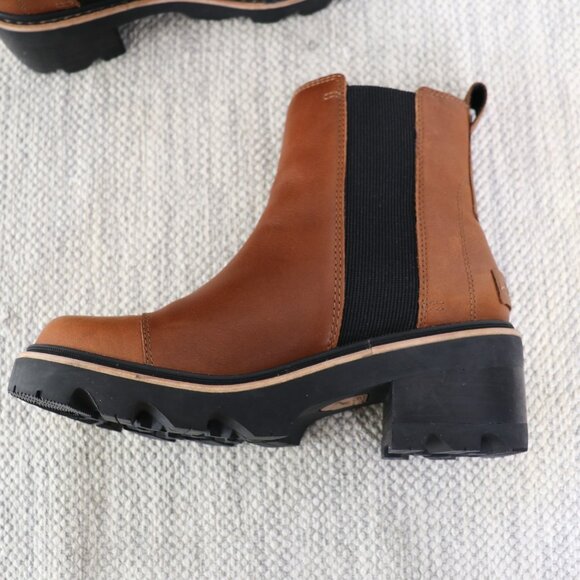 Sorel Joan Now Chelsea Boots Women's 8 Brown Leather Waterproof Lug Sole Block - Picture 13 of 16